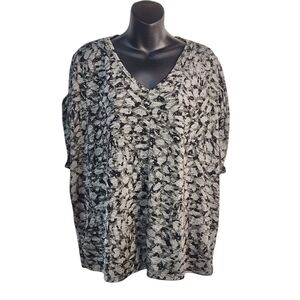 Simply Vera Vera Wang Top Blouse Women's Multi Color Tie Shoulder Stretch Sz XXL